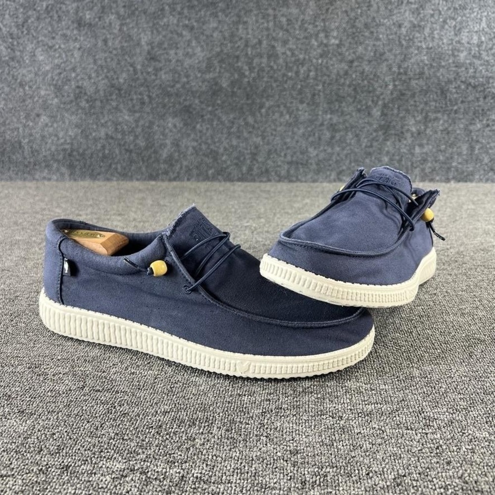 Pitas Shoes Mens 12 Dark Blue Canvas Slip On Loafers Casual WP150 DANI